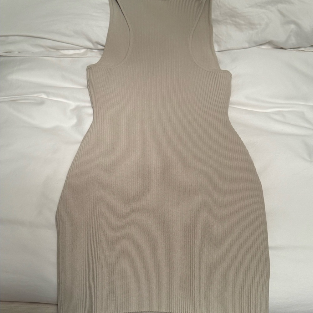 Babaton Ribbed Cream Dress